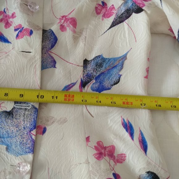 Vintage 80s white floral 2 piece dress jacket suit NWOT - Picture 14 of 15
